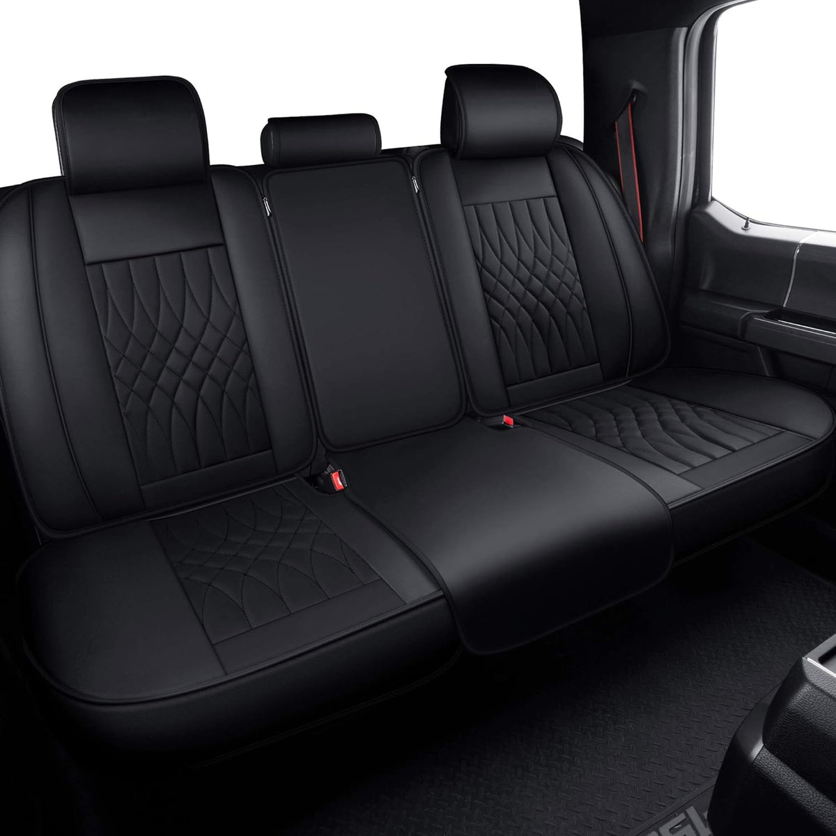 Black Water Proof Faux Leather Rear Seat Covers N260
