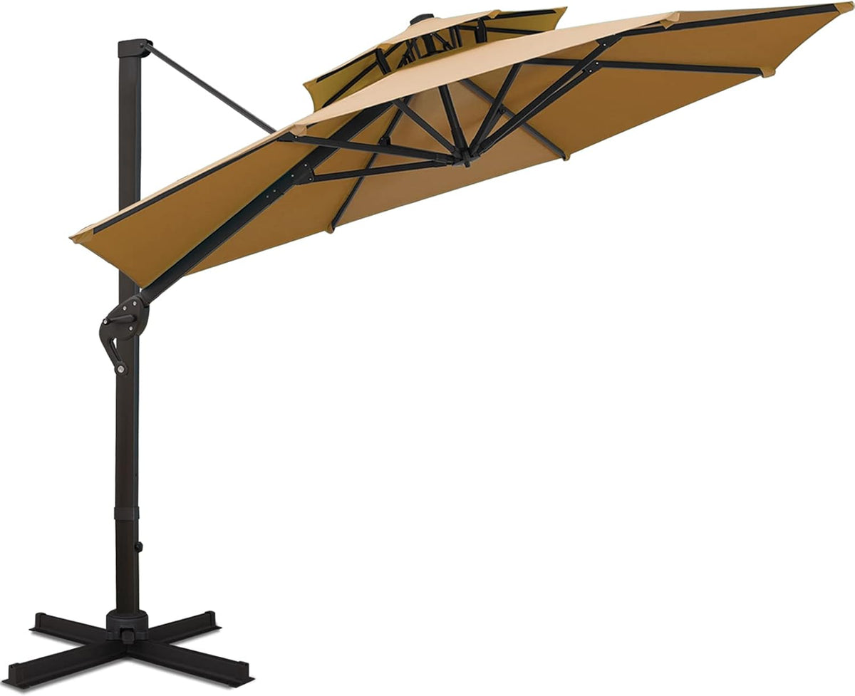 11FT Double Top Cantilever Patio Umbrella Tan T500