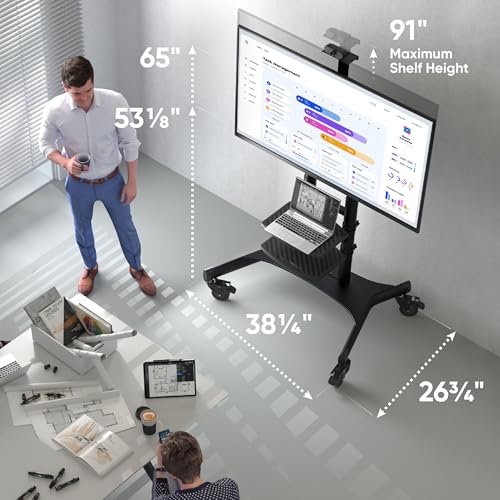 Black Mobile TV Stand on Wheels for 50-86 Inch TVs, Adjustable Height, VESA 800x500 U5490