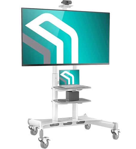 Black Mobile TV Stand on Wheels for 50-86 Inch TVs, Adjustable Height, VESA 800x500 U5490