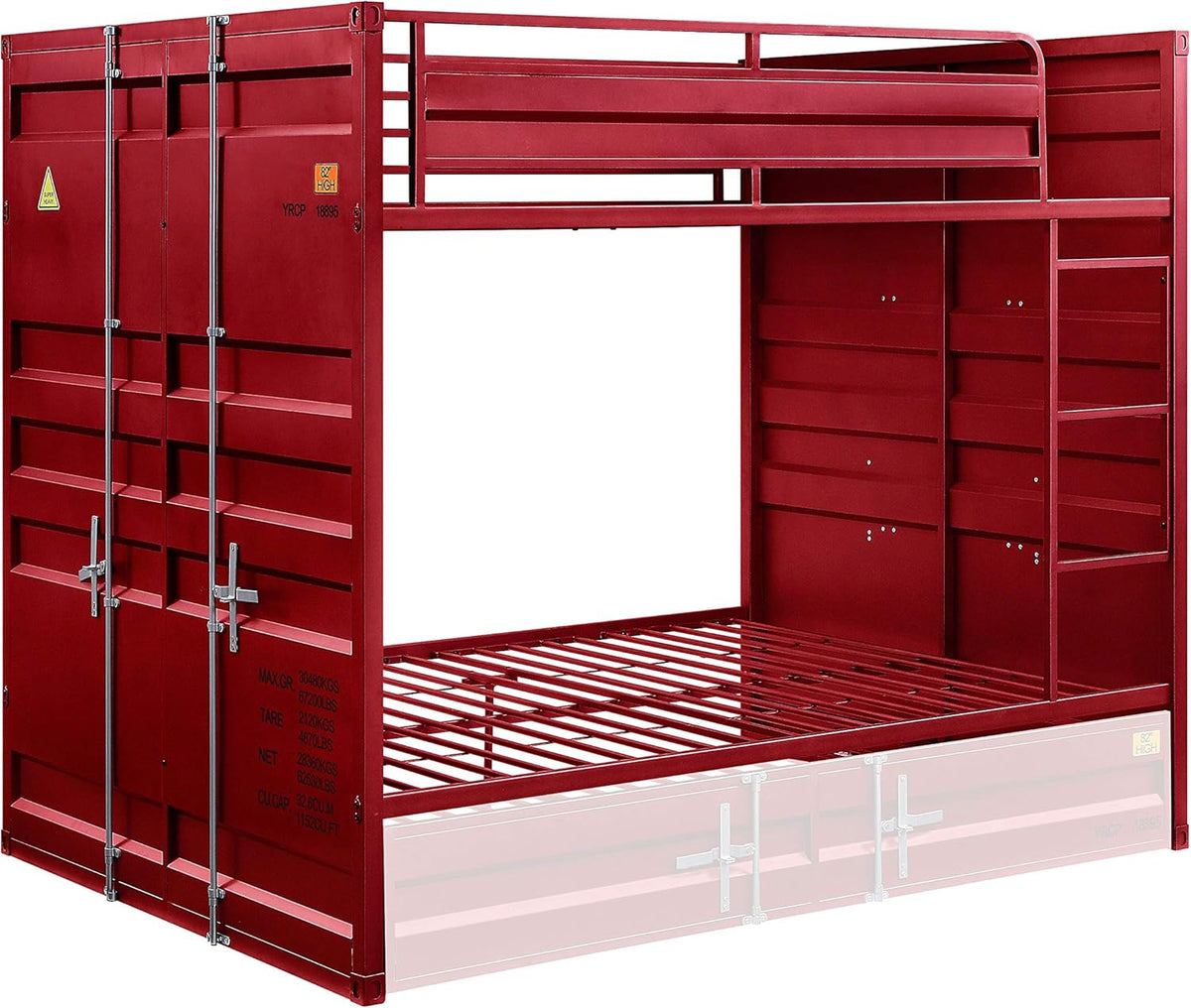 Cargo Bunk Bed Full/Full Red P23094