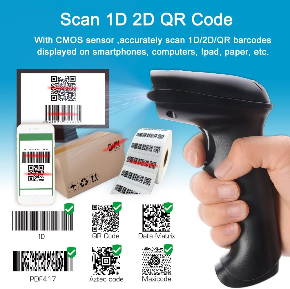 Wireless 2D Barcode Scanner Portable Rechargeable K780
