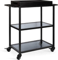 Black Metal Bar Cart with Removable Wood Tray N4246