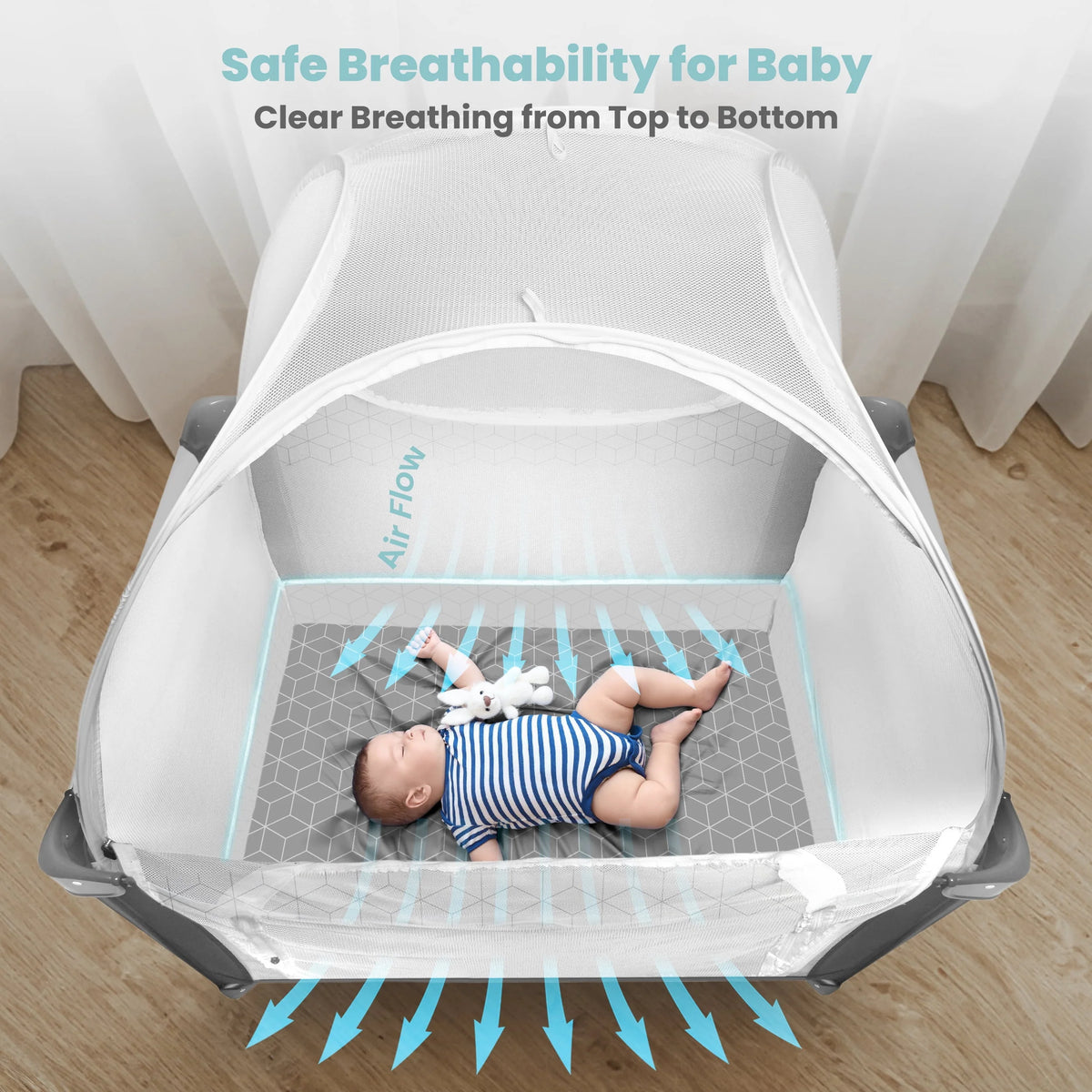 Baby Safety Pop Up Pack n Play Tent with Auto-Lock Zippers Y49056