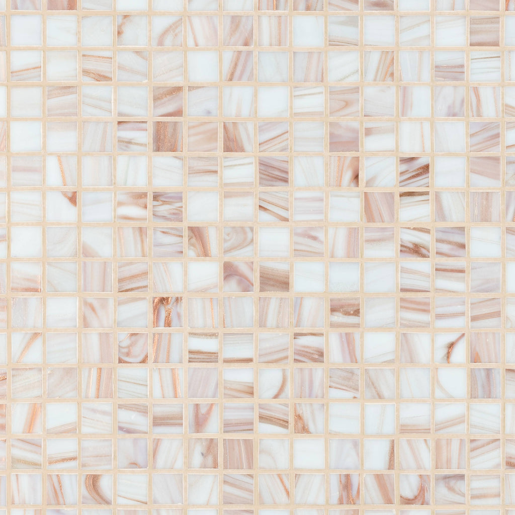 Fused Glass Mosaic Wall Tile, 12 inch x 12 inch, Brown/Tan/White/Copper X498