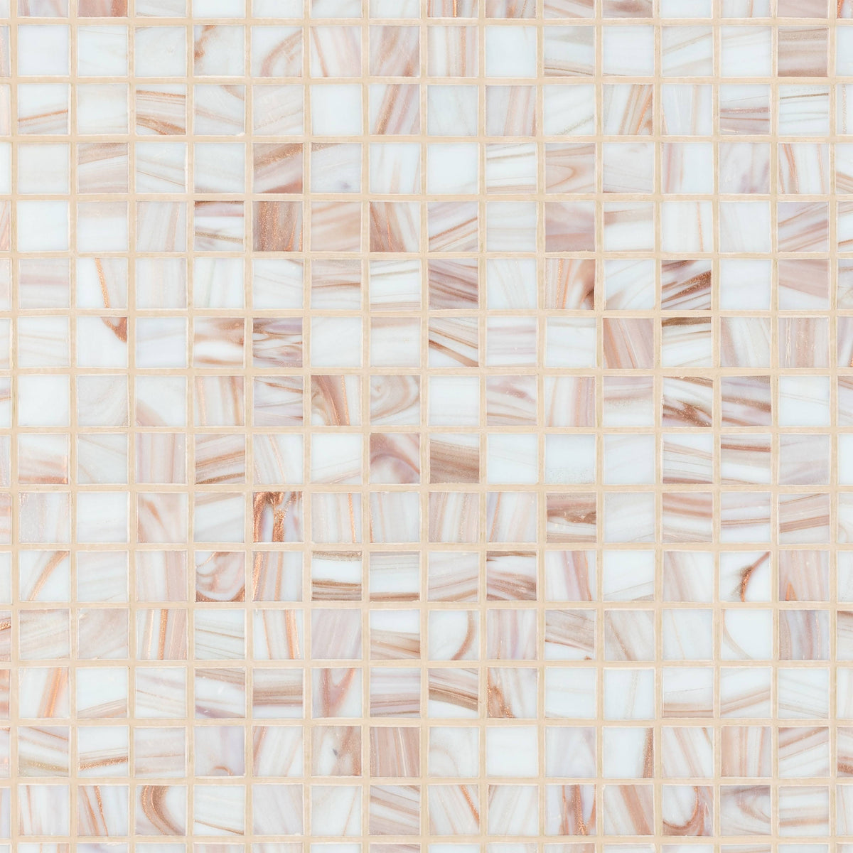 Fused Glass Mosaic Wall Tile, 12 inch x 12 inch, Brown/Tan/White/Copper X498