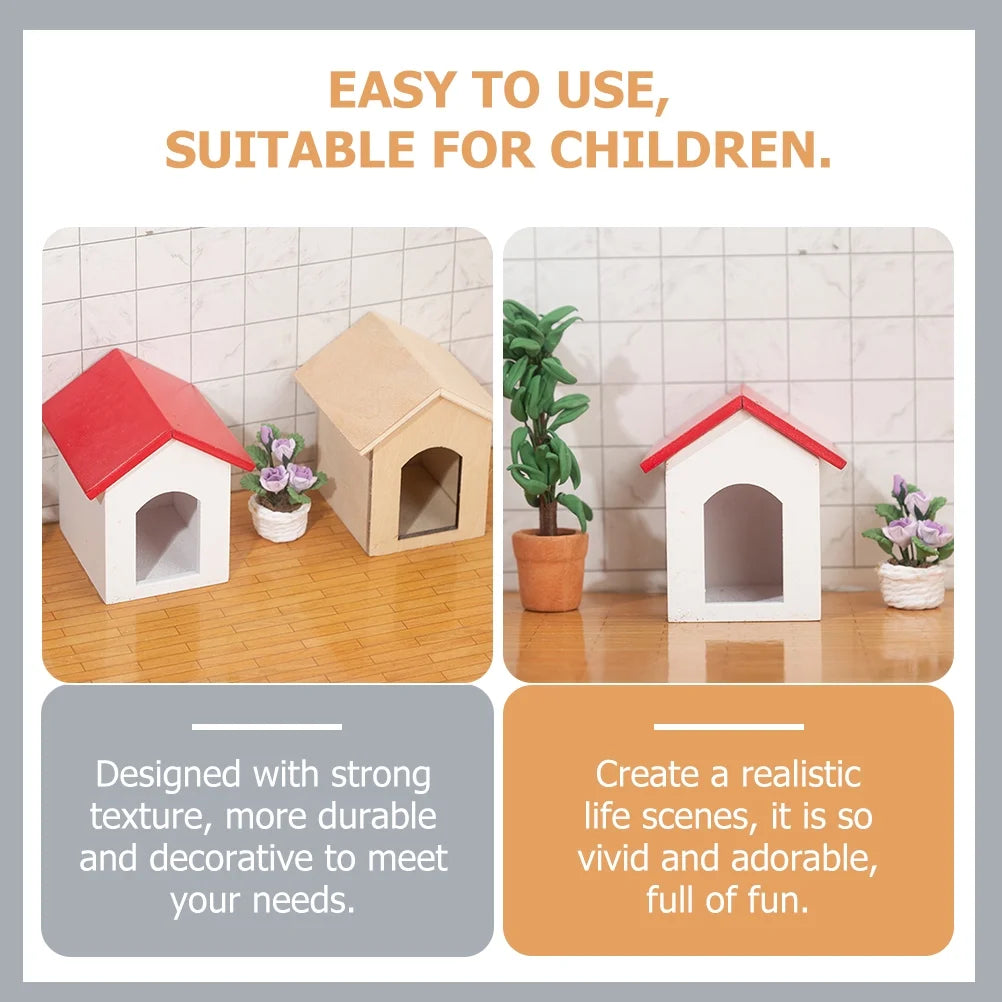 Wooden Hut Cage Model House Furniture Accessory Y24289