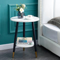 White Marble 2-Tier Metal Nightstand N1019