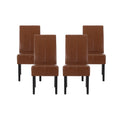 Cognac Brown Faux Leather Dining Chairs Set of 4 W312