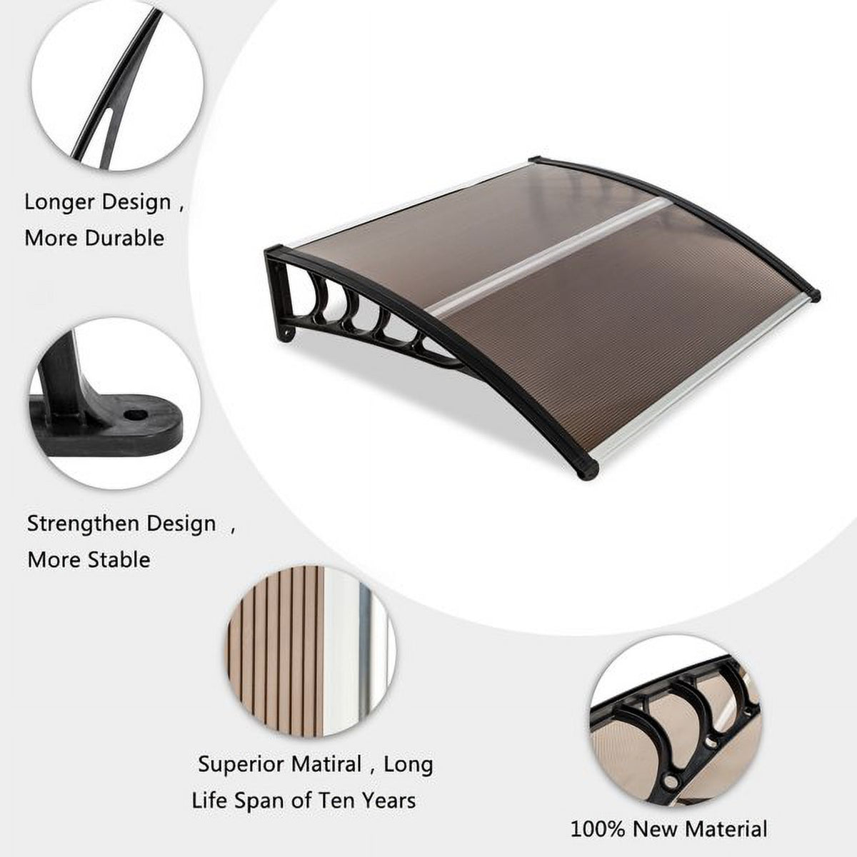 Window Awnings 40" x 38" Brown & Black X9701
