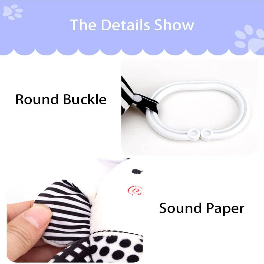 High Contrast Black and White Soft Plush Baby Rattle Toys G8980