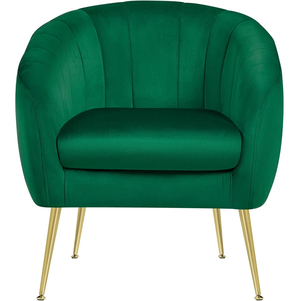 Green Channel Tufted Accent Armchair with Gold Metal Legs U243937