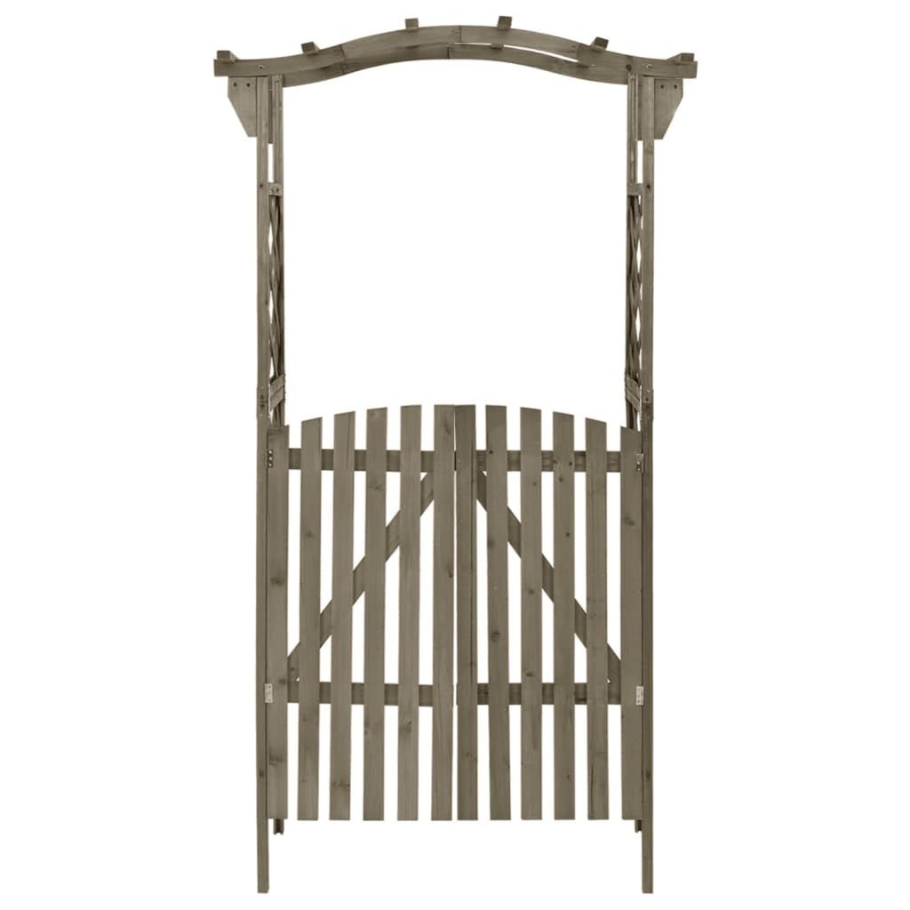 Gray Solid Firwood Pergola with Gate R357872