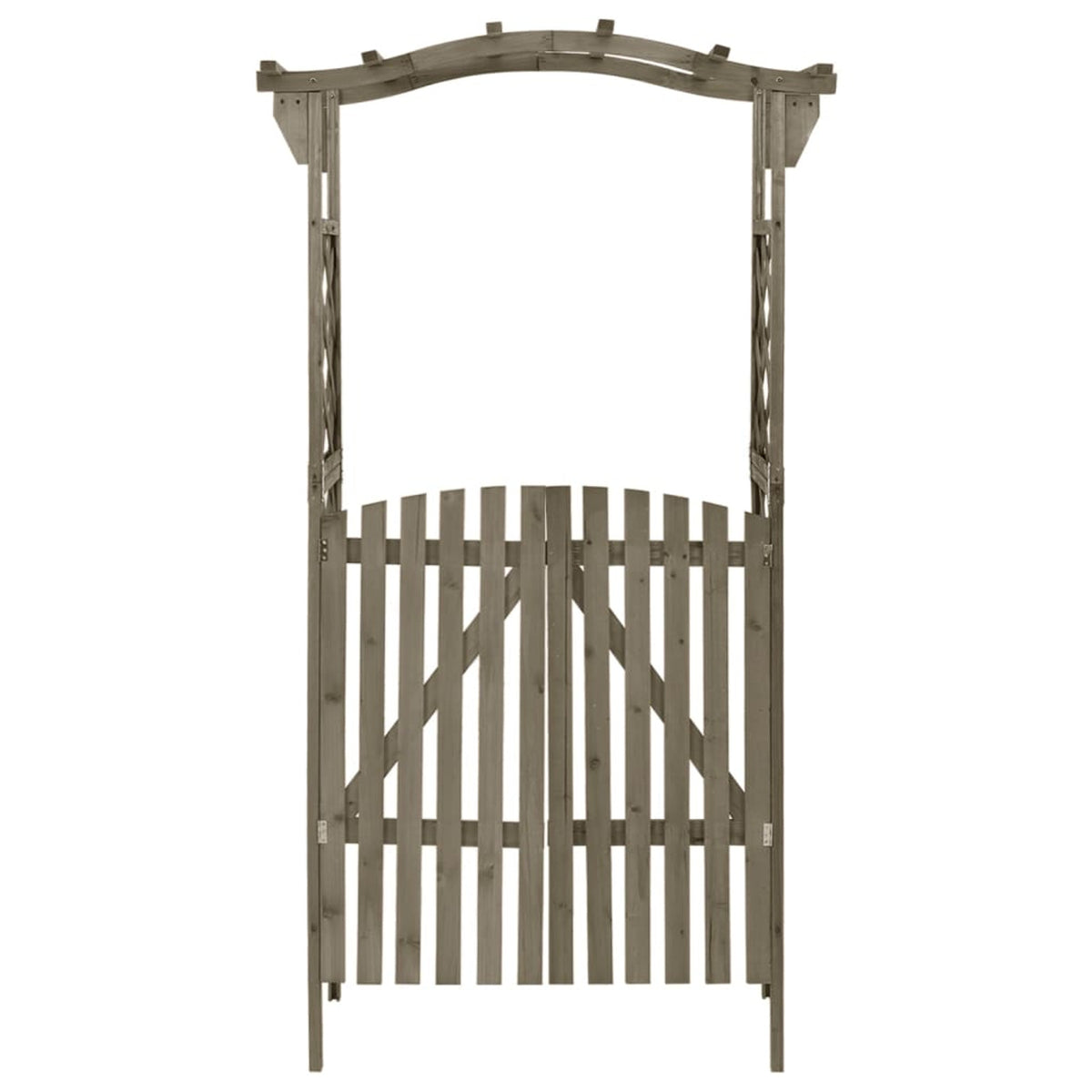 Gray Solid Firwood Pergola with Gate R357872