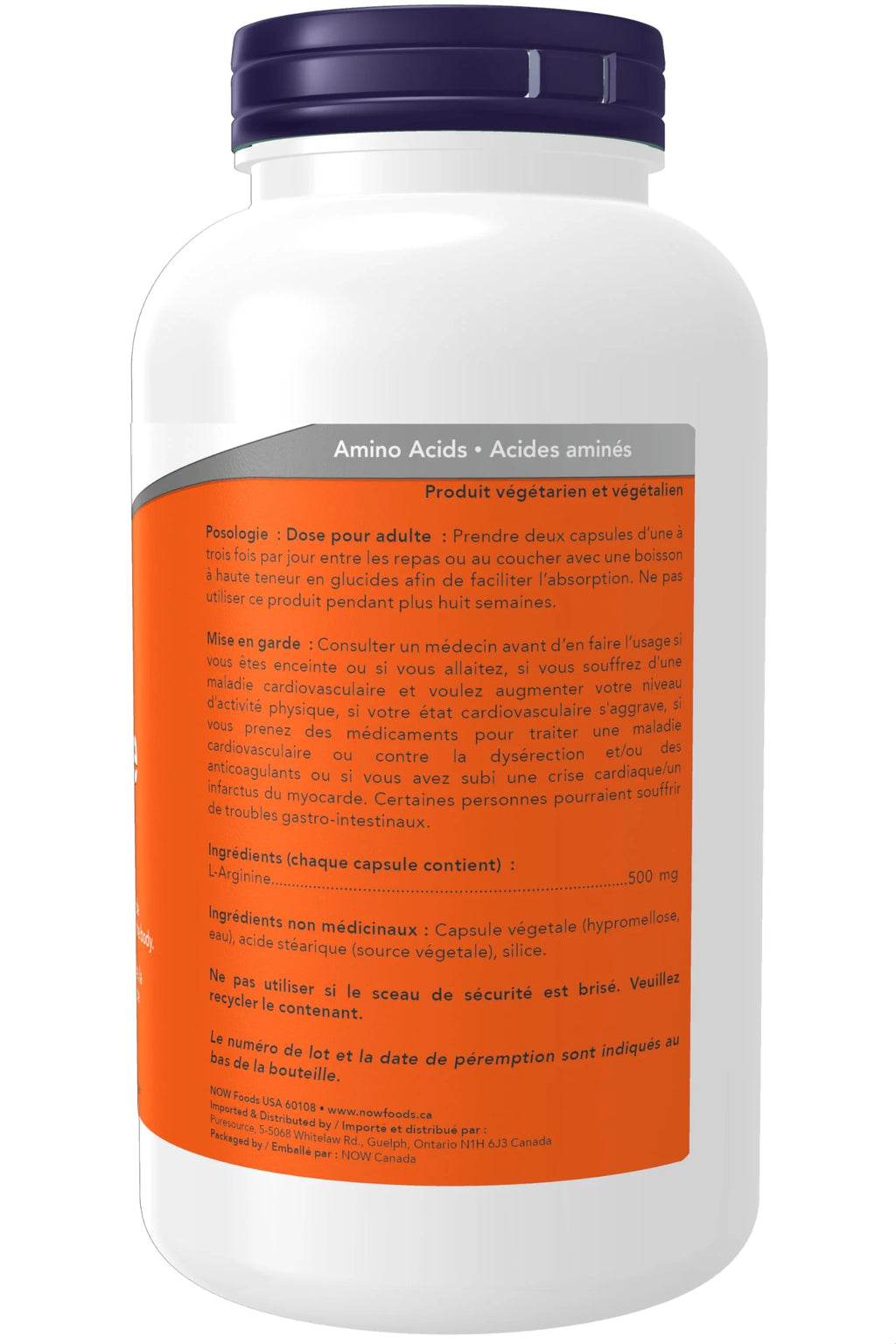 L-Arginine 500 Mg, 250 Veg Capsules O51436