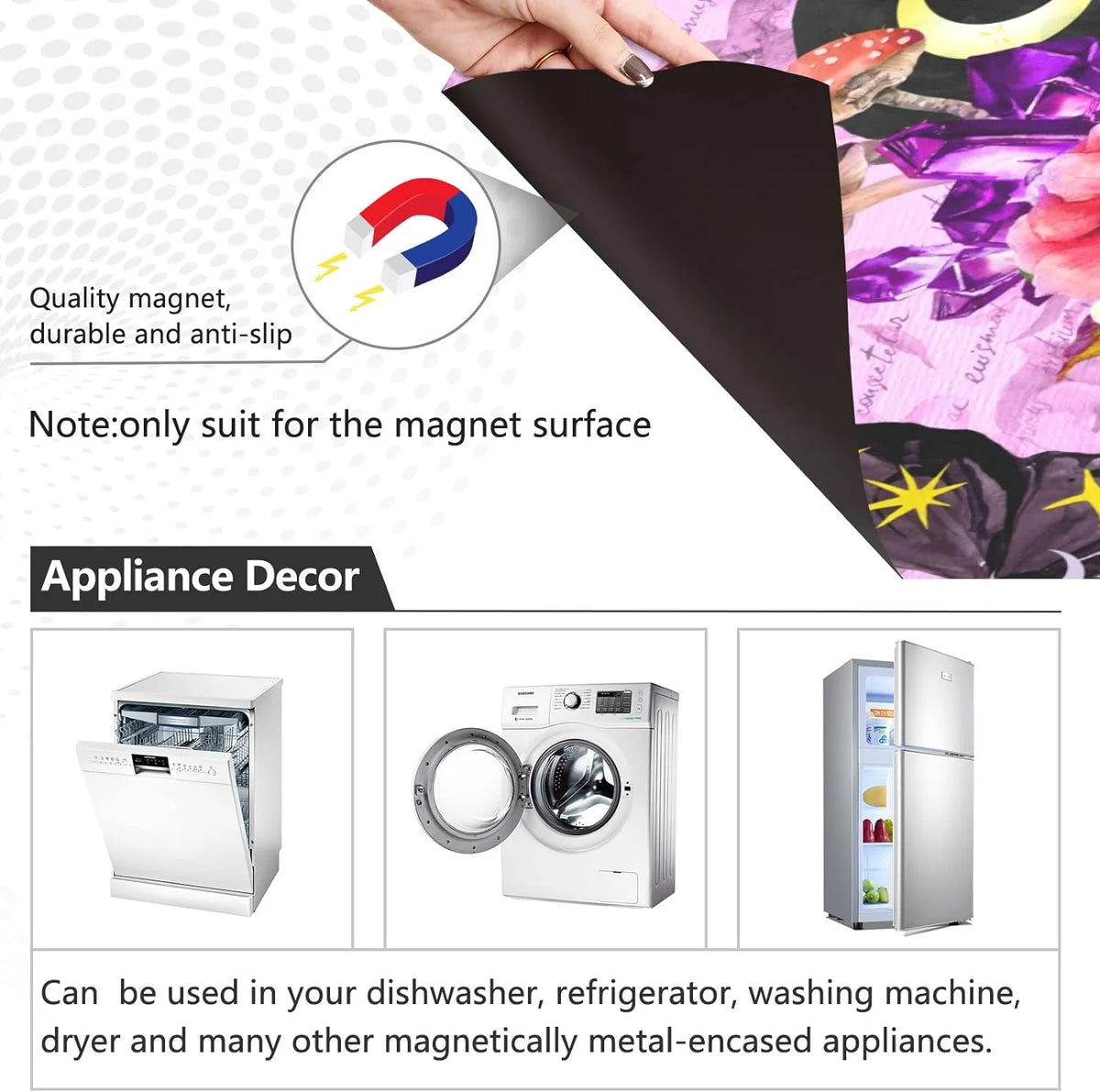 Purple Magnetic Dishwasher Magnet Cover 23 x 26 Inch F54114