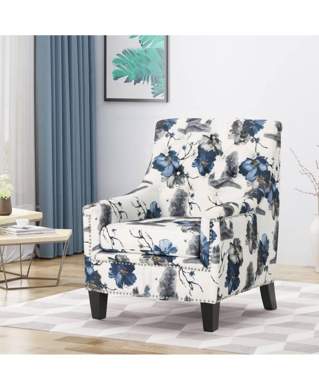 Dark Brown Fabric Tufted Club Chair M218