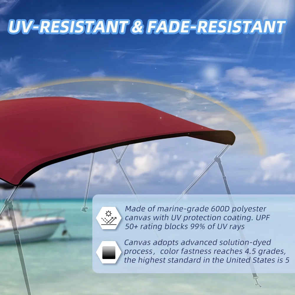 Burgundy Marine Grade Waterproof Bimini Top Replacement Cover D8999