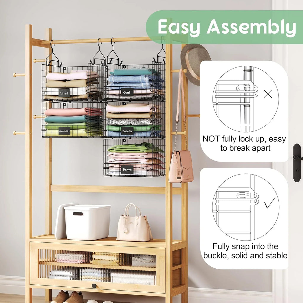 5 Tiers Hanging Closet Shelves Organizer with S Hooks R78667