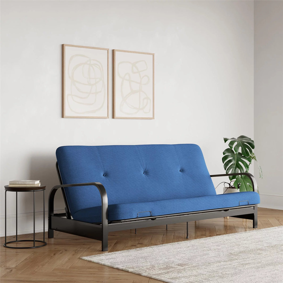 6-Inch Futon Mattress with Tufted Cover, Full, Light Gray Linen H397492