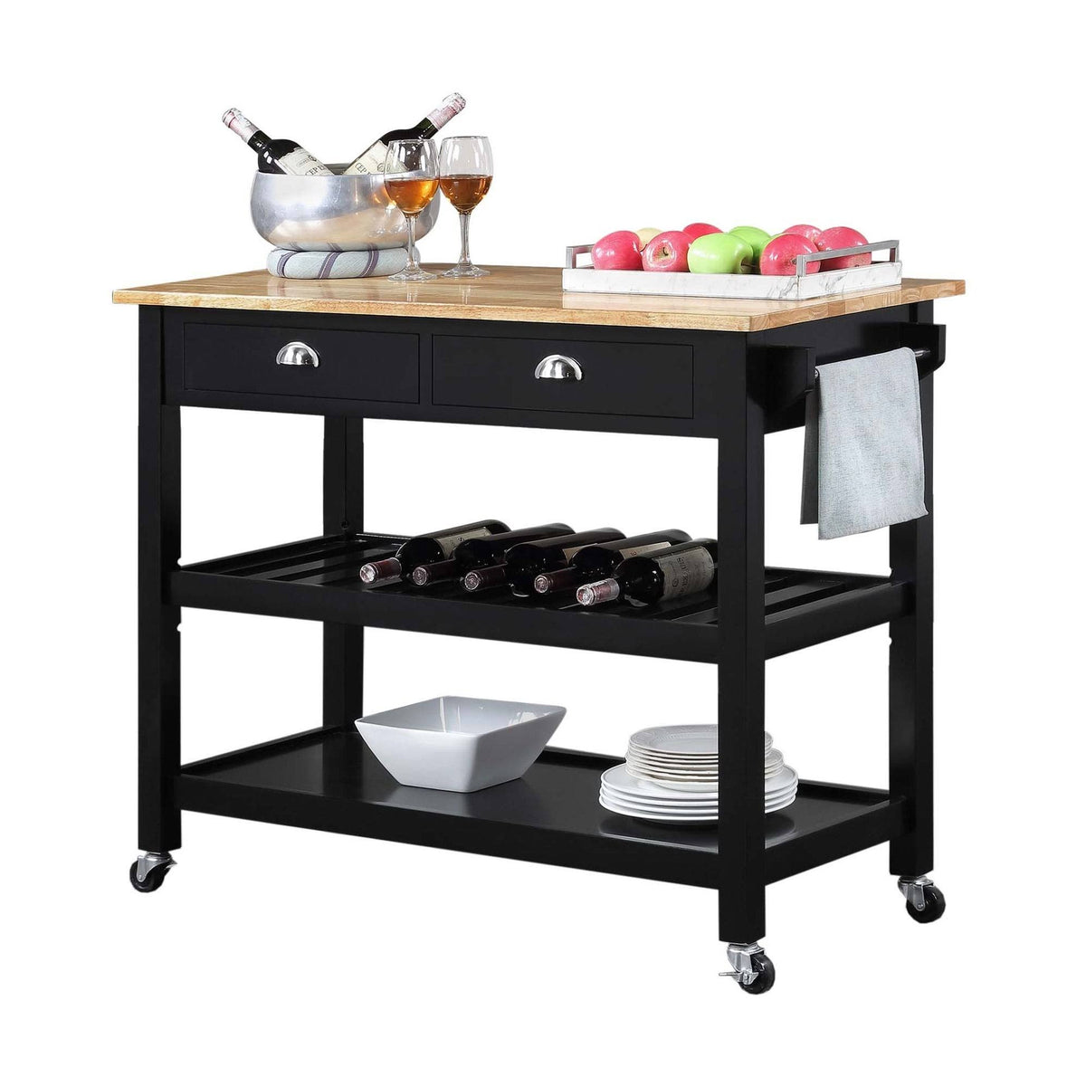 3 Tier Butcher Block Kitchen Cart with Drawers C261