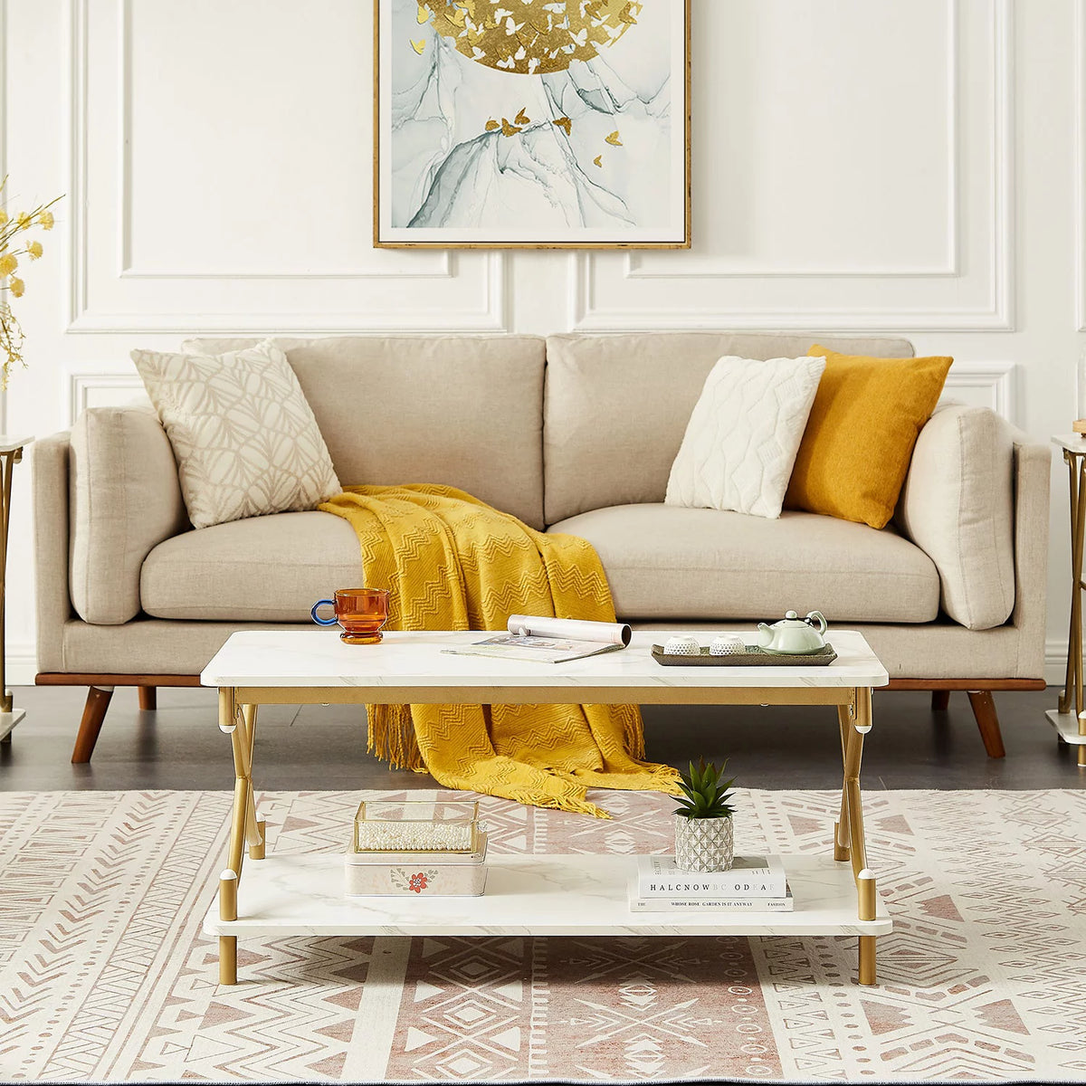 3-Piece Coffee Table Set with 2 TV Tray Table G40544