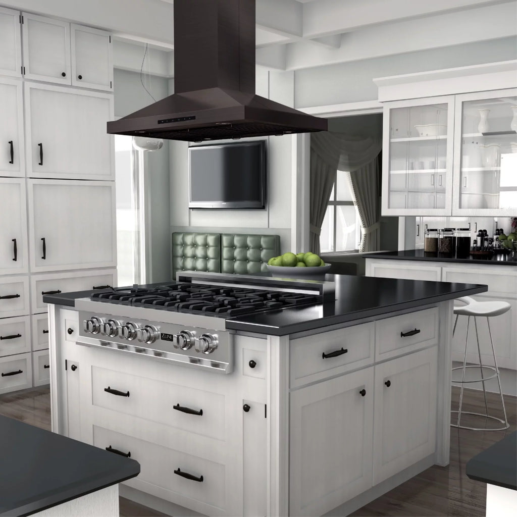 42 in. Black Stainless Steel Island Mount Range Hood D8651