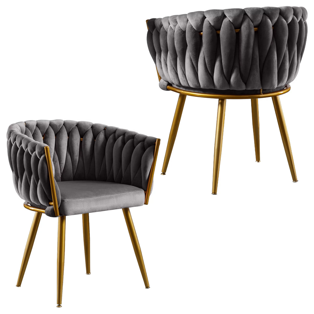 Velvet Dining Chairs Set of 2 Dark Grey F58455
