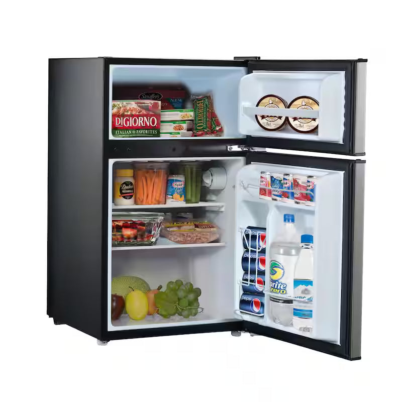 3.1 cu. ft. Stainless Steel Mini Fridge with Dual Door Freezer D386