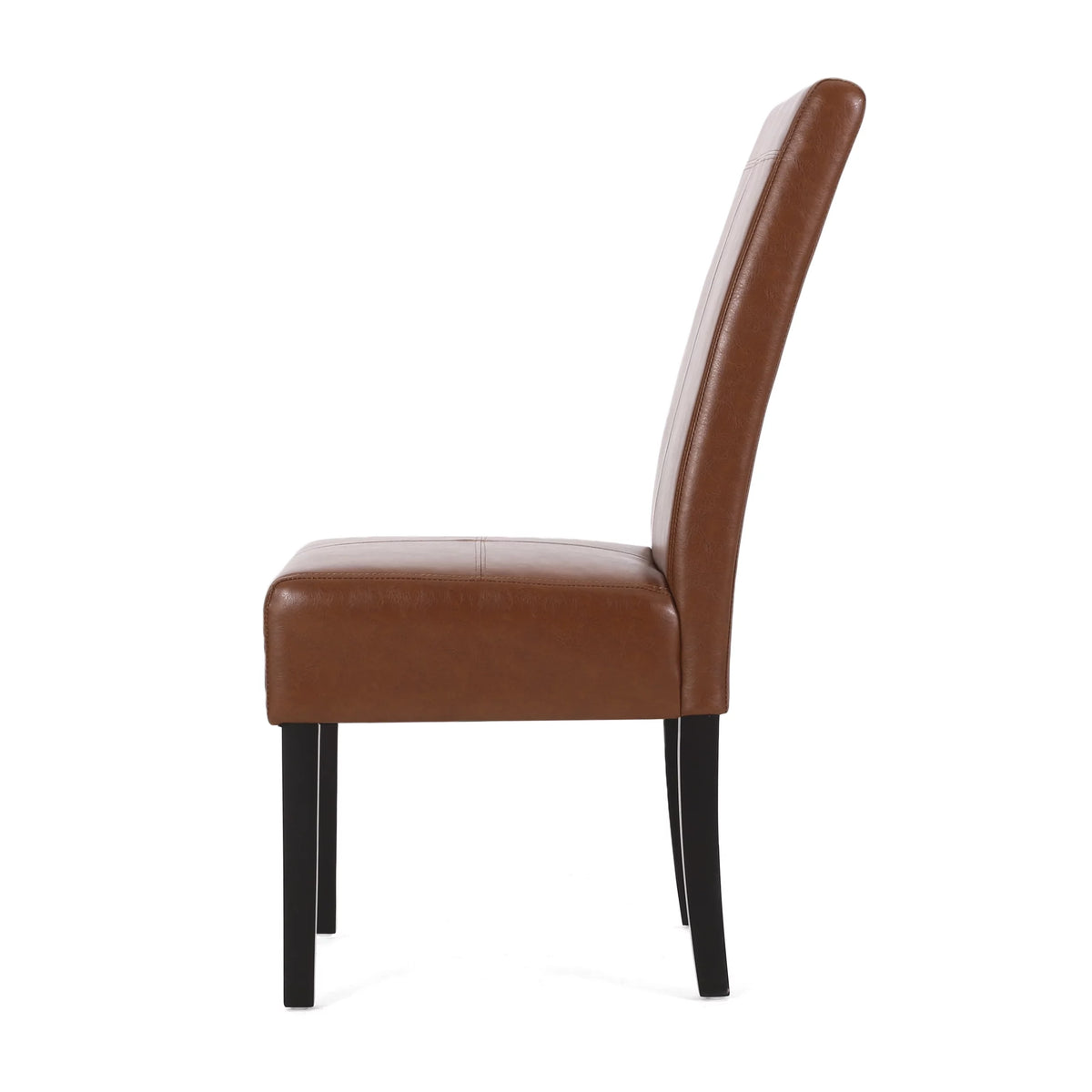 Cognac Brown Faux Leather Dining Chairs Set of 4 W312