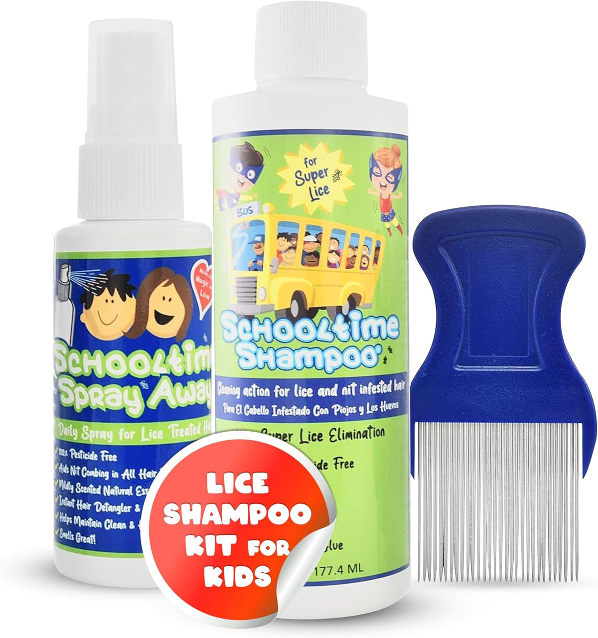 6 oz Shampoo, 2 oz Spray Away with Stainless Steel Comb W41706