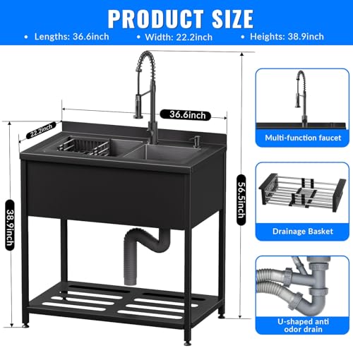 Stainless Steel Utility Sink with Faucet and Drain Kit F26288