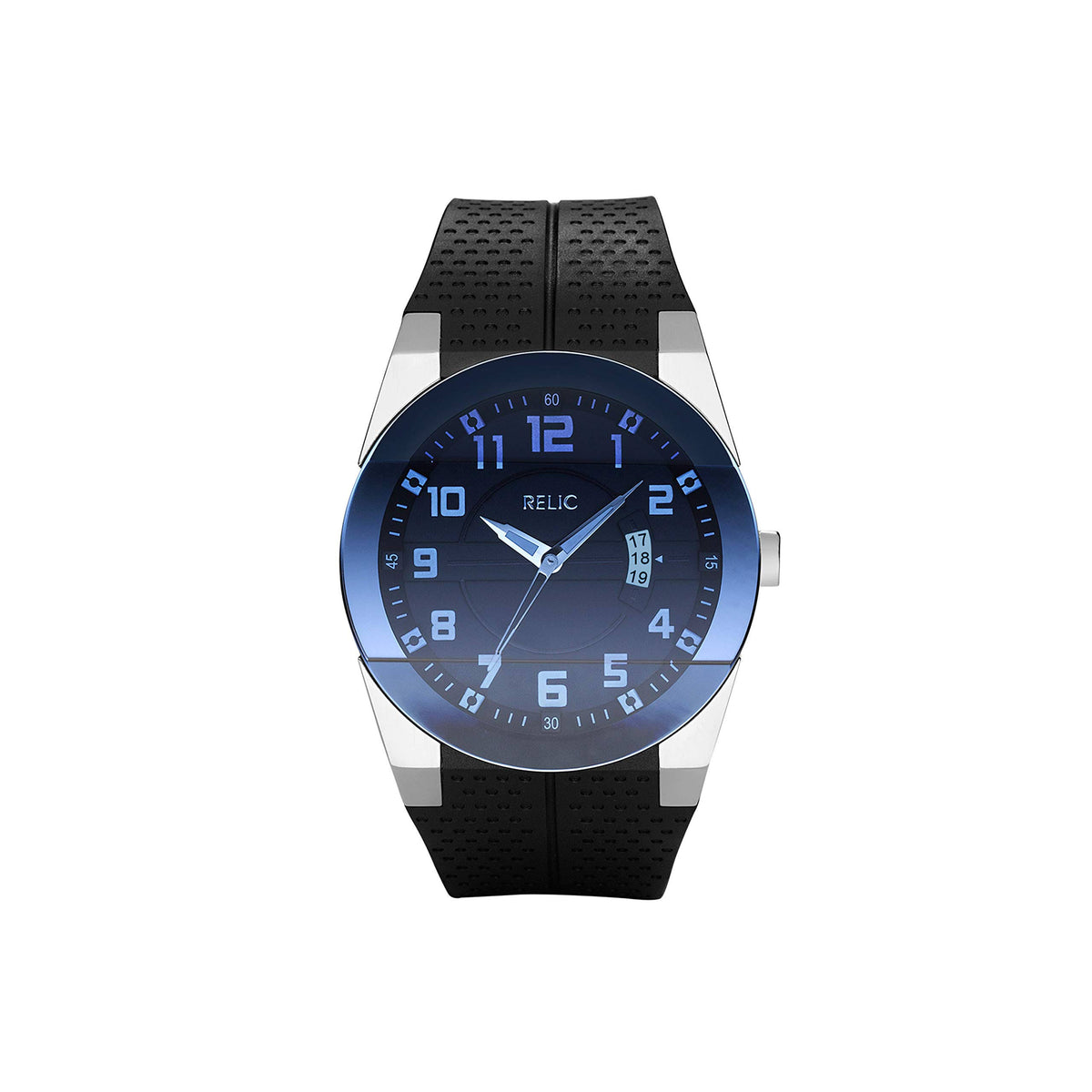 Stainless Steel Watch with Black Rubber Band D499