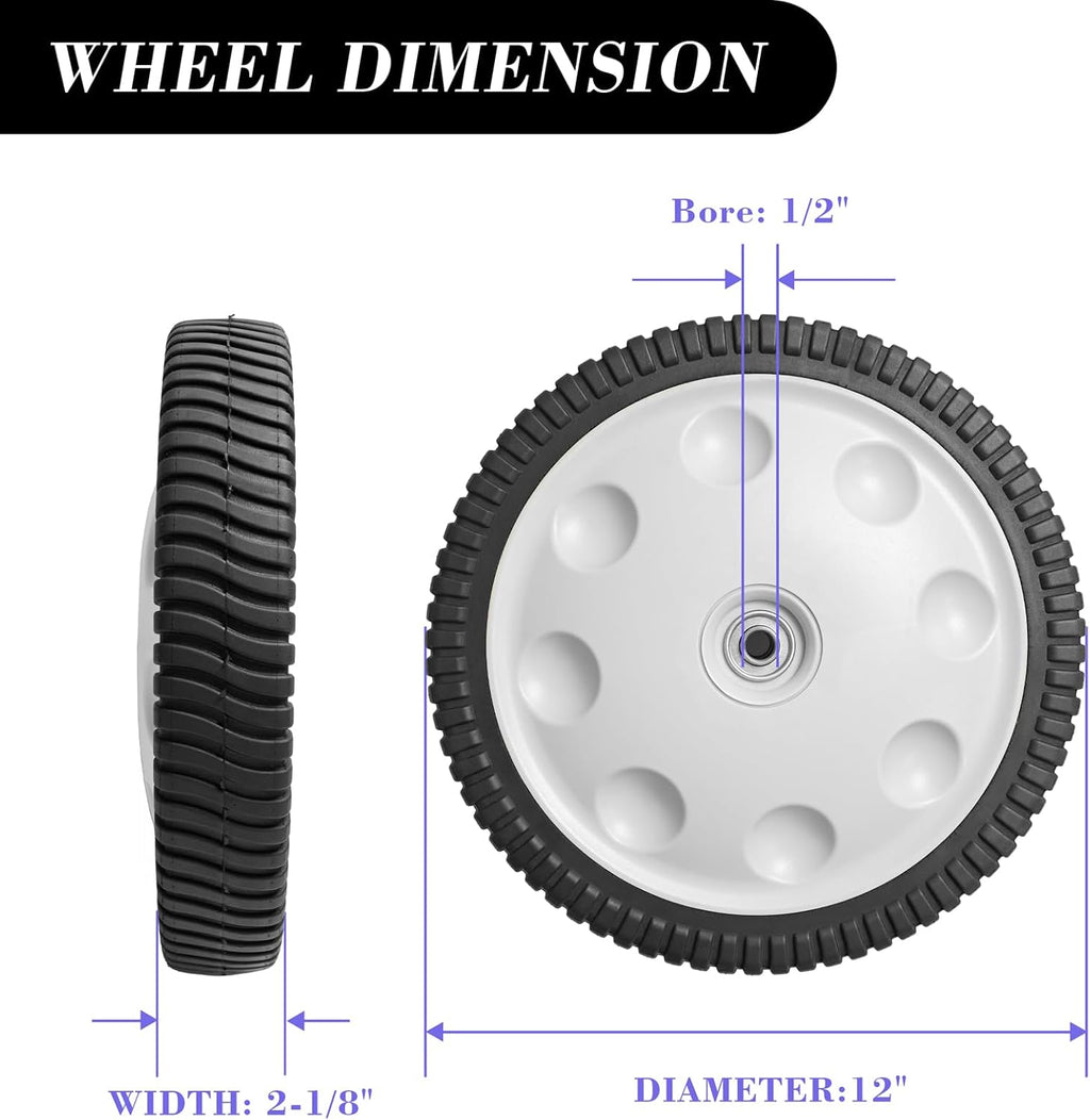 12 Inch Rear Wheel Replacement for Push Lawn Mower, 1 Pack Z392309