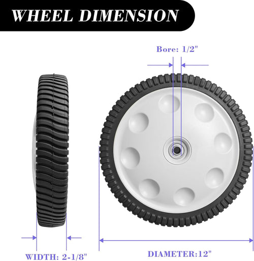 12 Inch Rear Wheel Replacement for Push Lawn Mower, 1 Pack Z392309