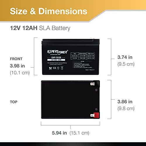 12 Volt 12 Ah Rechargeable Battery with F2 Terminals E388