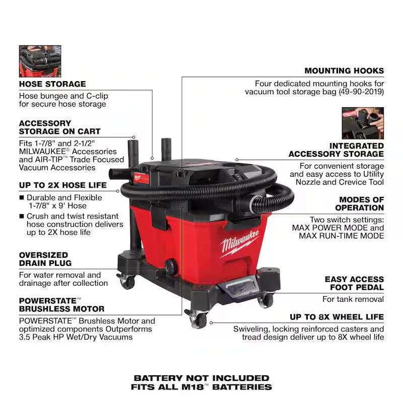 6 Gal. Cordless Wet/Dry Shop Vacuum with Battery and Charger Kit X18344