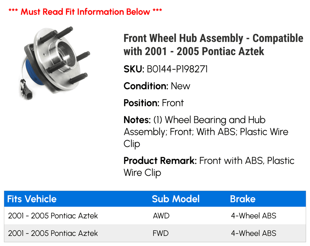 Front Wheel Hub Assembly V614032