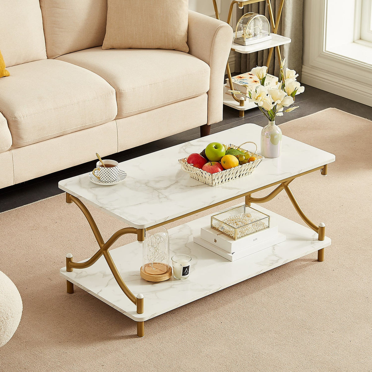 3-Piece Coffee Table Set with 2 TV Tray Table G40544