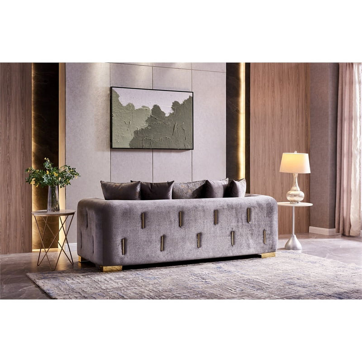 Gray Velvet 2Pc Living Room Set I3548