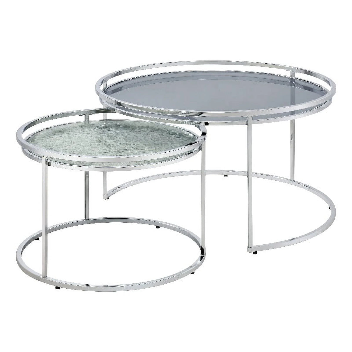 Gray Metal Glass Top 2-Piece Nesting Tables Set B669360