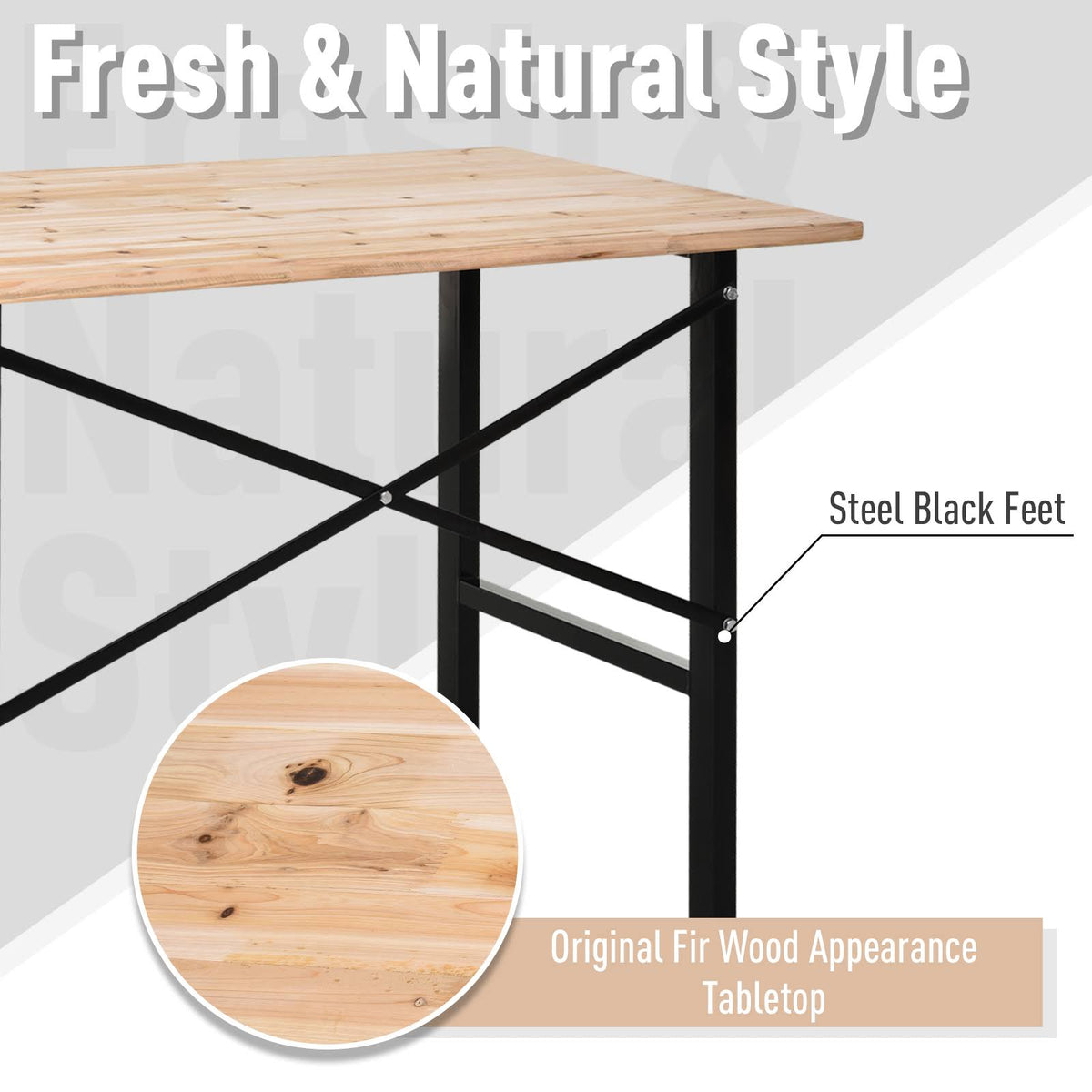 Fir Wood Work Table with X-Shape Bracket E4953