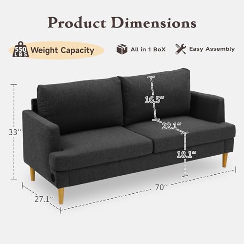 Beige Upholstered 70" 2-Seater Loveseat Sofa with USB Type C Ports R995208