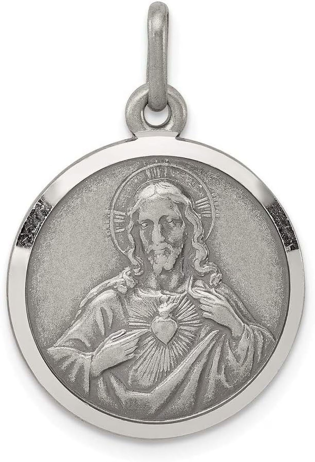 925 Sterling Silver Heart of Jesus Medal Pendant G6188