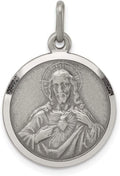 925 Sterling Silver Heart of Jesus Medal Pendant G6188
