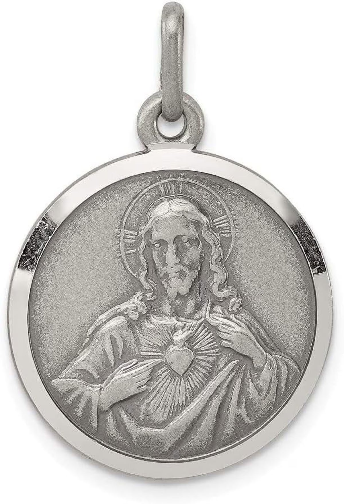 925 Sterling Silver Heart of Jesus Medal Pendant G6188