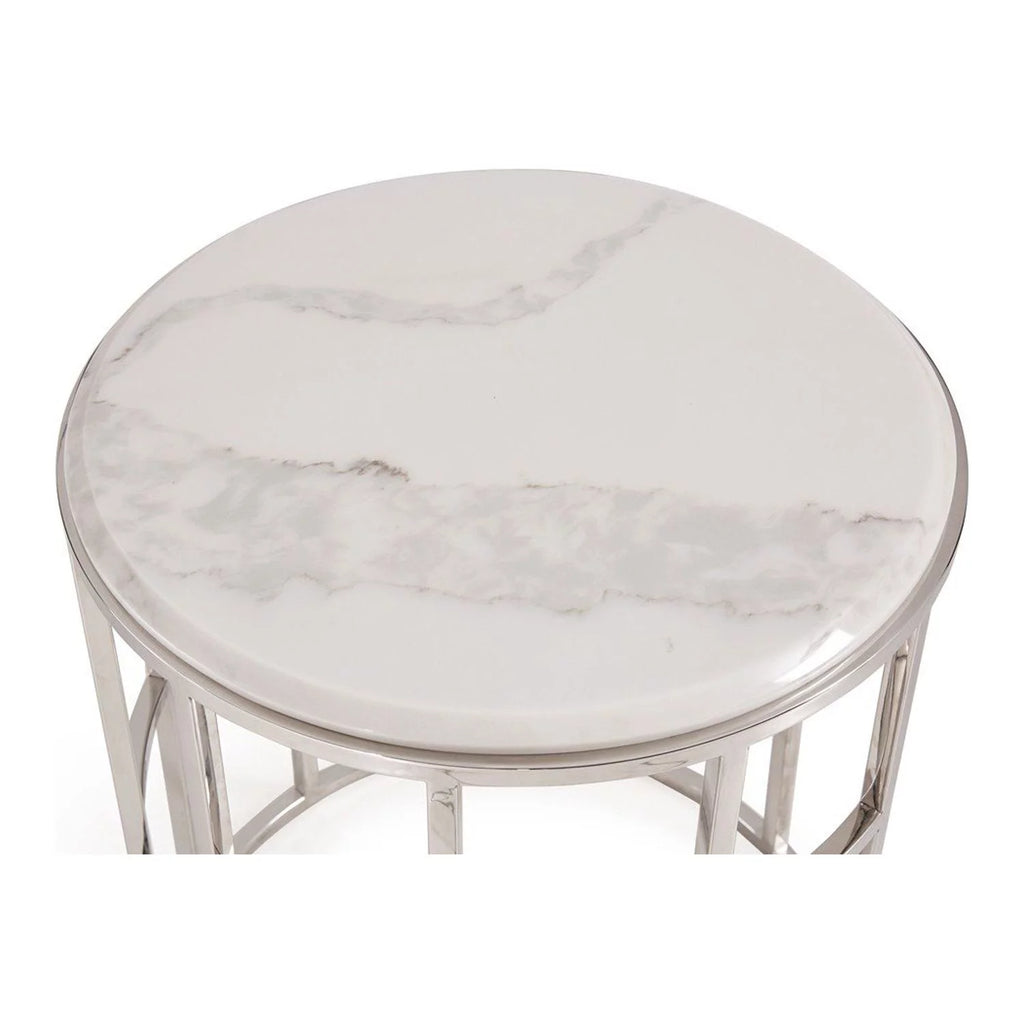 Round End Table with Marble Top V896