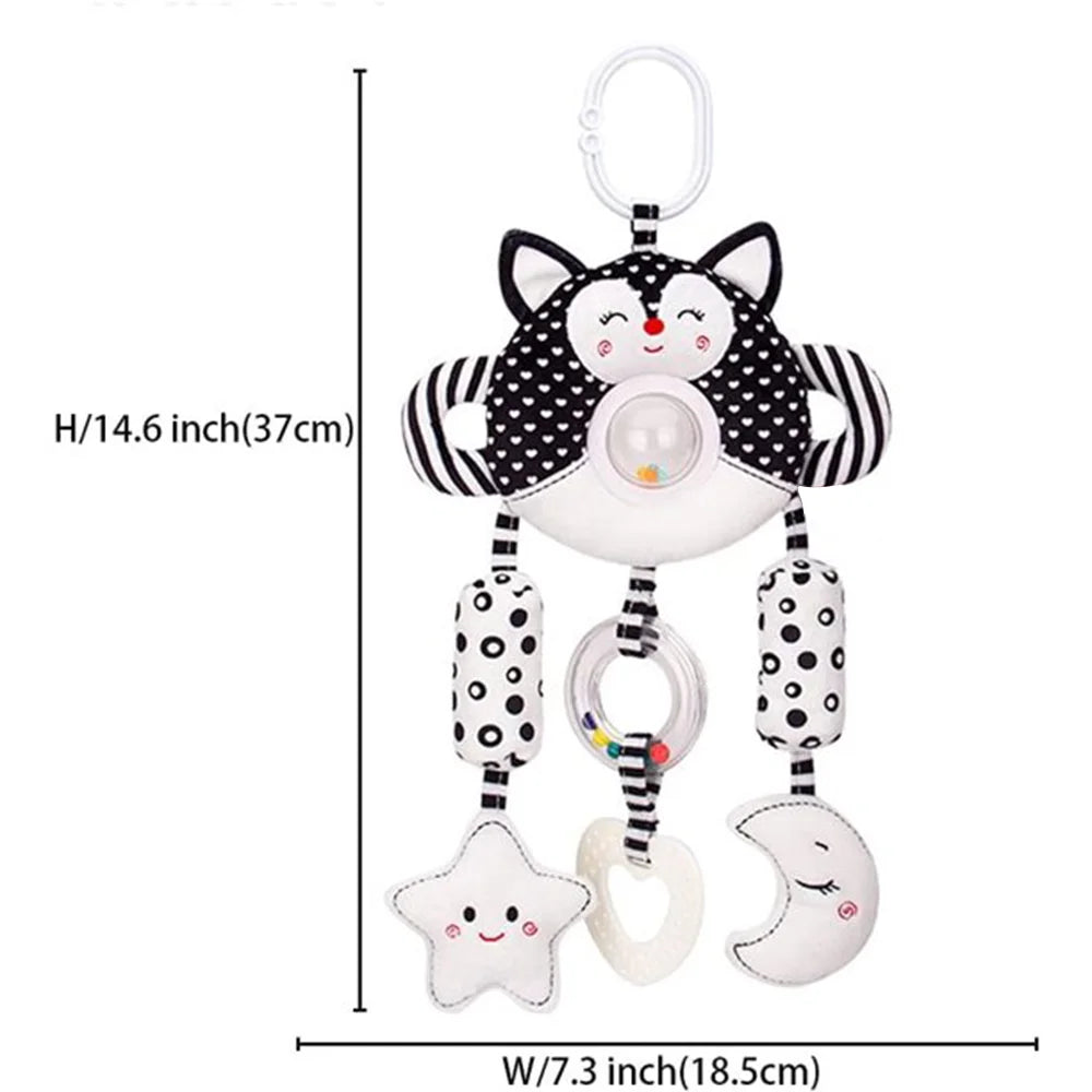 High Contrast Black and White Soft Plush Baby Rattle Toys G8980