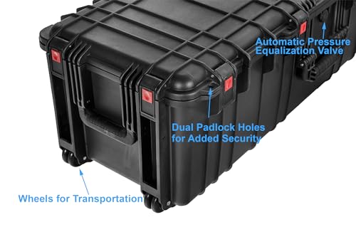 Waterproof Rolling Hard Case with Foam and Wheels D82915