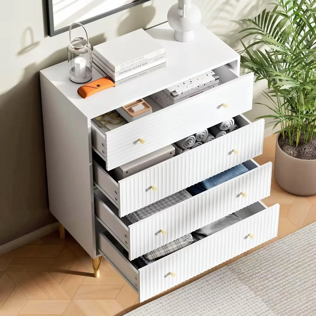 White 4 Drawer Dresser Set of 2 D708